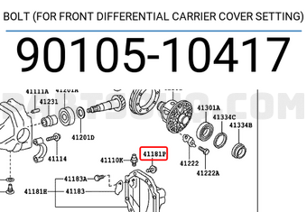 Toyota 9010510417 BOLT (FOR FRONT DIFFERENTIAL CARRIER COVER SETTING)