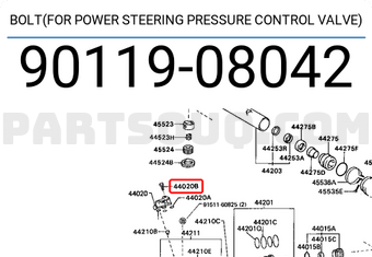 Toyota 9011908042 BOLT(FOR POWER STEERING PRESSURE CONTROL VALVE)