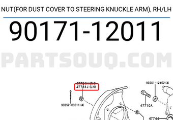 Toyota 9017112011 NUT(FOR DUST COVER TO STEERING KNUCKLE ARM),RH/LH