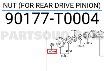 Toyota 90177T0004 NUT (FOR REAR DRIVE PINION)