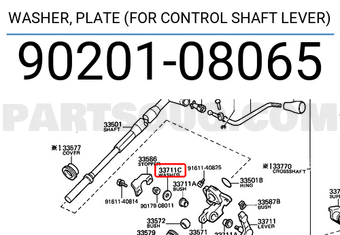 Toyota 9020108065 WASHER, PLATE (FOR CONTROL SHAFT LEVER)