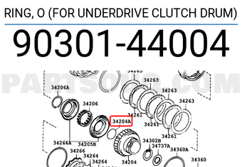Toyota 9030144004 RING, O (FOR UNDERDRIVE CLUTCH DRUM)