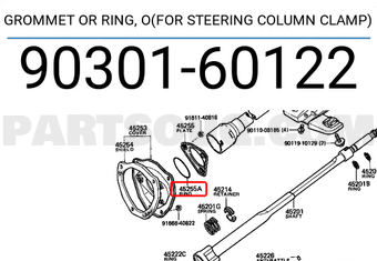 Toyota 9030160122 GROMMET OR RING, O(FOR STEERING COLUMN CLAMP)