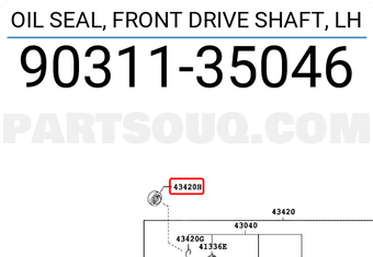 Toyota 9031135046 OIL SEAL, FRONT DRIVE SHAFT, LH