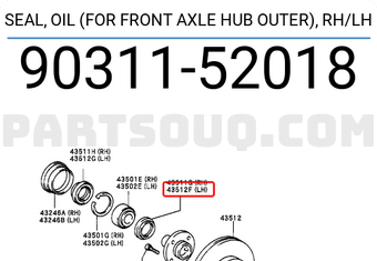 Toyota 9031152018 SEAL, OIL (FOR FRONT AXLE HUB OUTER),RH/LH