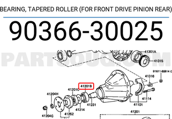 Toyota 9036630025 BEARING, TAPERED ROLLER (FOR FRONT DRIVE PINION REAR)