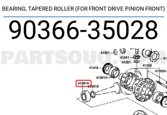 Toyota 9036635028 BEARING, TAPERED ROLLER (FOR FRONT DRIVE PINION FRONT)