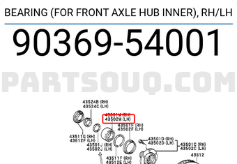 Toyota 9036954001 BEARING (FOR FRONT AXLE HUB INNER),RH/LH