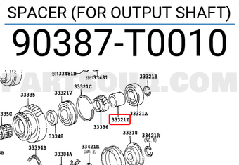 Toyota 90387T0010 SPACER (FOR OUTPUT SHAFT)