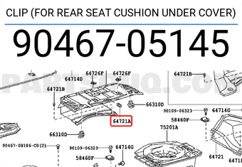 Toyota 9046705145 CLIP (FOR REAR SEAT CUSHION UNDER COVER)