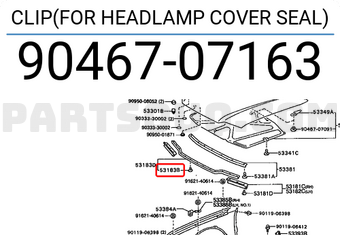 Toyota 9046707163 CLIP(FOR HEADLAMP COVER SEAL)