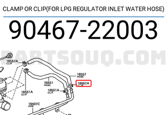 Toyota 9046722003 CLAMP OR CLIP(FOR LPG REGULATOR INLET WATER HOSE)