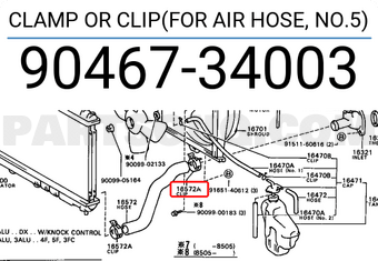 Toyota 9046734003 CLAMP OR CLIP(FOR AIR HOSE, NO.5)