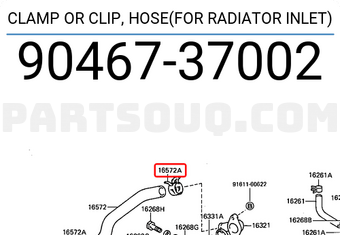 Toyota 9046737002 CLAMP OR CLIP, HOSE(FOR RADIATOR INLET)