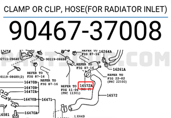 Toyota 9046737008 CLAMP OR CLIP, HOSE(FOR RADIATOR INLET)