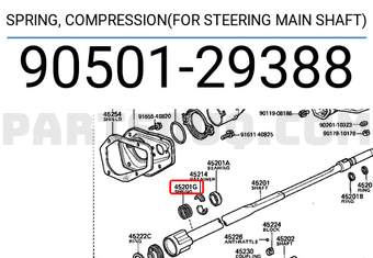 Toyota 9050129388 SPRING, COMPRESSION(FOR STEERING MAIN SHAFT)