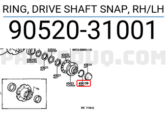 Toyota 9052031001 RING, DRIVE SHAFT SNAP, RH/LH