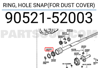 Toyota 9052152003 RING, HOLE SNAP(FOR DUST COVER)