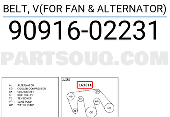 Toyota 9091602231 BELT, V(FOR FAN & ALTERNATOR)