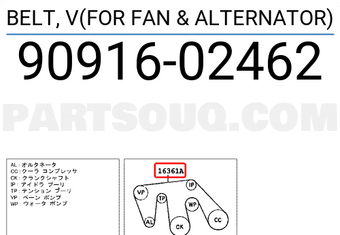 Toyota 9091602462 BELT, V(FOR FAN & ALTERNATOR)