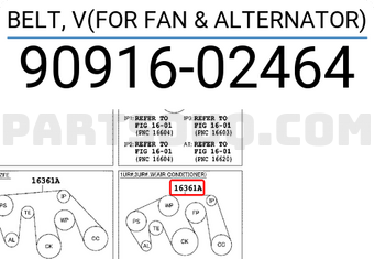 Toyota 9091602464 BELT, V(FOR FAN & ALTERNATOR)