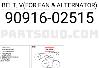 Toyota 9091602515 BELT, V(FOR FAN & ALTERNATOR)