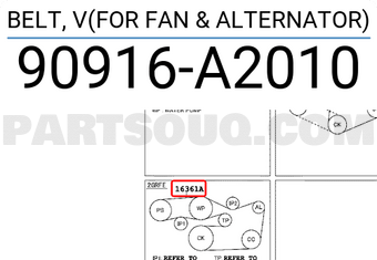 Toyota 90916A2010 BELT, V(FOR FAN & ALTERNATOR)