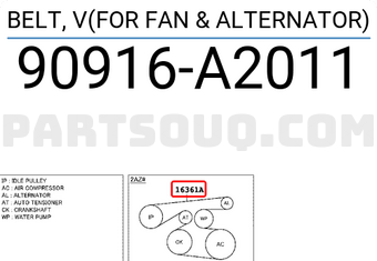 Toyota 90916A2011 BELT, V(FOR FAN & ALTERNATOR)