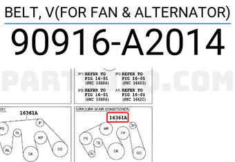 Toyota 90916A2014 BELT, V(FOR FAN &amp; ALTERNATOR)