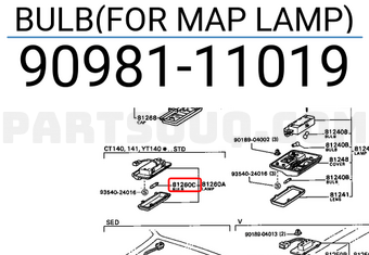 Toyota 9098111019 BULB(FOR MAP LAMP)