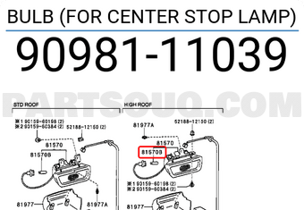 Toyota 9098111039 BULB (FOR CENTER STOP LAMP)