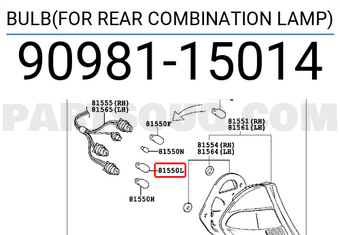 Toyota 9098115014 BULB(FOR REAR COMBINATION LAMP)