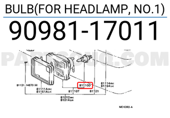 Toyota 9098117011 BULB(FOR HEADLAMP, NO.1)
