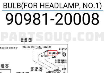 Toyota 9098120008 BULB(FOR HEADLAMP, NO.1)