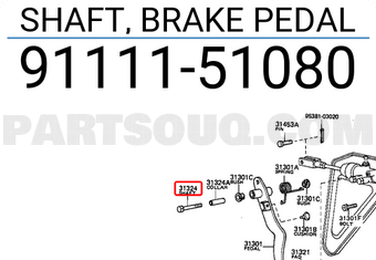 Toyota 9111151080 SHAFT, BRAKE PEDAL