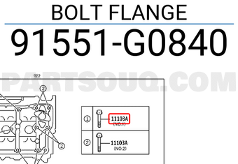 Toyota 91551G0840 BOLT FLANGE