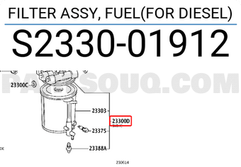 Toyota S233001912 FILTER ASSY, FUEL(FOR DIESEL)