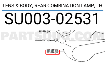 Toyota SU00302531 LENS & BODY, REAR COMBINATION LAMP, LH