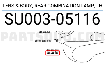 Toyota SU00305116 LENS & BODY, REAR COMBINATION LAMP, LH
