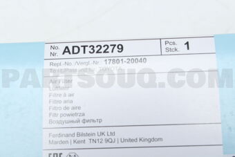 1780120040 AIR FILTER -TOYOTA CAMRY