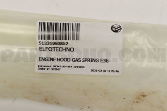 51231960852 ENGINE HOOD GAS SPRING E36
