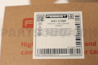 2001COMF PAD KIT, DISC BRAKE, FRONT