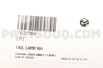 TYL273RA TAIL LAMP RH