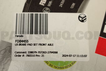 FDB4455 LR BRAKE PAD SET FRONT AXLE