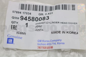 94580083 GASKET VLV RKR ARM