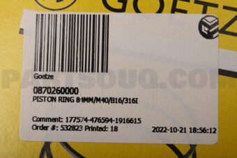 0870260000 PISTON RING 84MM/M40/B16/316I