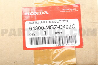 64300MGZD40ZC COWL SET, R. MIDDLE