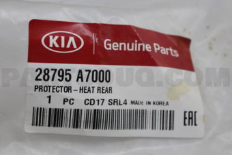 28795A7000 PROTECTOR-HEAT REAR