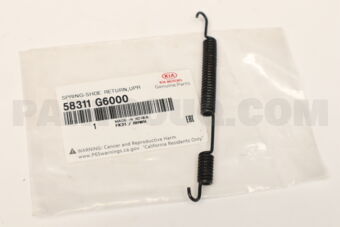 58311G6000 SPRING-SHOE RETURN,UPR LH