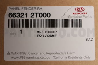 663212T000 PANEL FENDER RH
